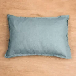 Federa rettangolare in lino lavato (50 x 70 cm) Louise Blu Azzurro