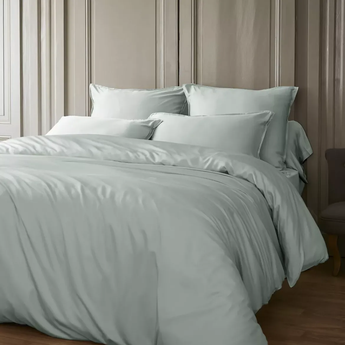 Federa rettangolare in raso di bambù (50 x 80 cm) Sienna Verde eucalipto