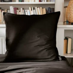 Federa rettangolare percalle di cotone (70 cm) Cali Nero