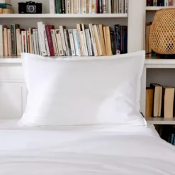 Federa rettangolare percalle di cotone (80 cm) Cali Bianco