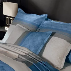 Federa rettangolare raso di cotone (50 x 70 cm) Tiago Blu