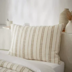 Federa rettangolare reversibile in cotone testurizzato e percale (50 x 70 cm) Alice Corda