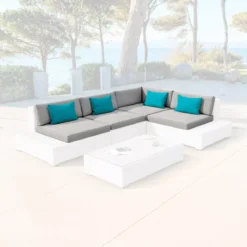 Federe per cuscini di ricambio per salotto da giardino 5 posti Palma Grigio