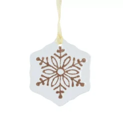 Fiocco di neve in vetro (D7 cm) Morillon Bianco e oro glitterato