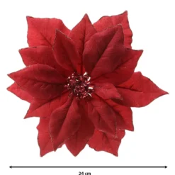 Fiore decorativo con pinza Bella Rosso