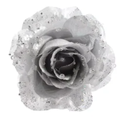 Fiore decorativo con pinza Rosace Argento