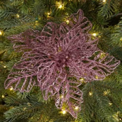 Fiore di Natale paillette a clips Rosa cipria
