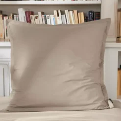 Fodera per cuscino quadrata in percalle di cotone (65 x 65 cm) Cali Tortora