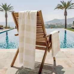 Fouta in cotone e spugna (95 x 180 cm) Mareva Beige