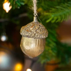 Ghianda di Natale da appendere (H8 cm) Quercia d'antan Oro