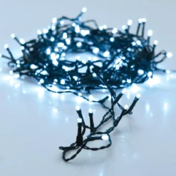 Ghirlanda luminosa a pile 7 m 96 LED cavo nero Lusso Bianco freddo