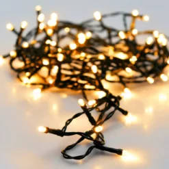 Ghirlanda luminosa a pile 7 m 96 LED cavo nero Lusso Bianco caldo