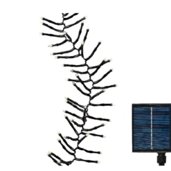 Ghirlanda luminosa Solare ricaricabile 14 m 1512 LED cavo nero Grappolo Bianco caldo