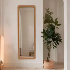 Grande specchio da appoggiare in legno (H173 cm) Delhi Naturale beige