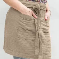 Grembiule con tasche garza di cotone Gaïa Marrone corda