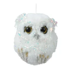 Gufo di Natale da appendere (H8 cm) glitter e lustrini iridescenti