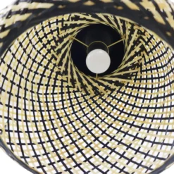 Lampada a sospensione in bambù (D40 cm) Elda Nero e naturale