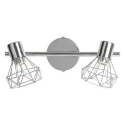 Lampada da parete con 2 paralumi orientabili in metallo (30 x 16 cm) Diamond Argento