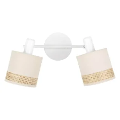 Lampada da parete 2 paralumi orientabili metallo e rattan (30 x 17 cm) Bohemia Beige