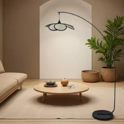 Lampada da terra design petalo (H156 cm) Teruel Nero