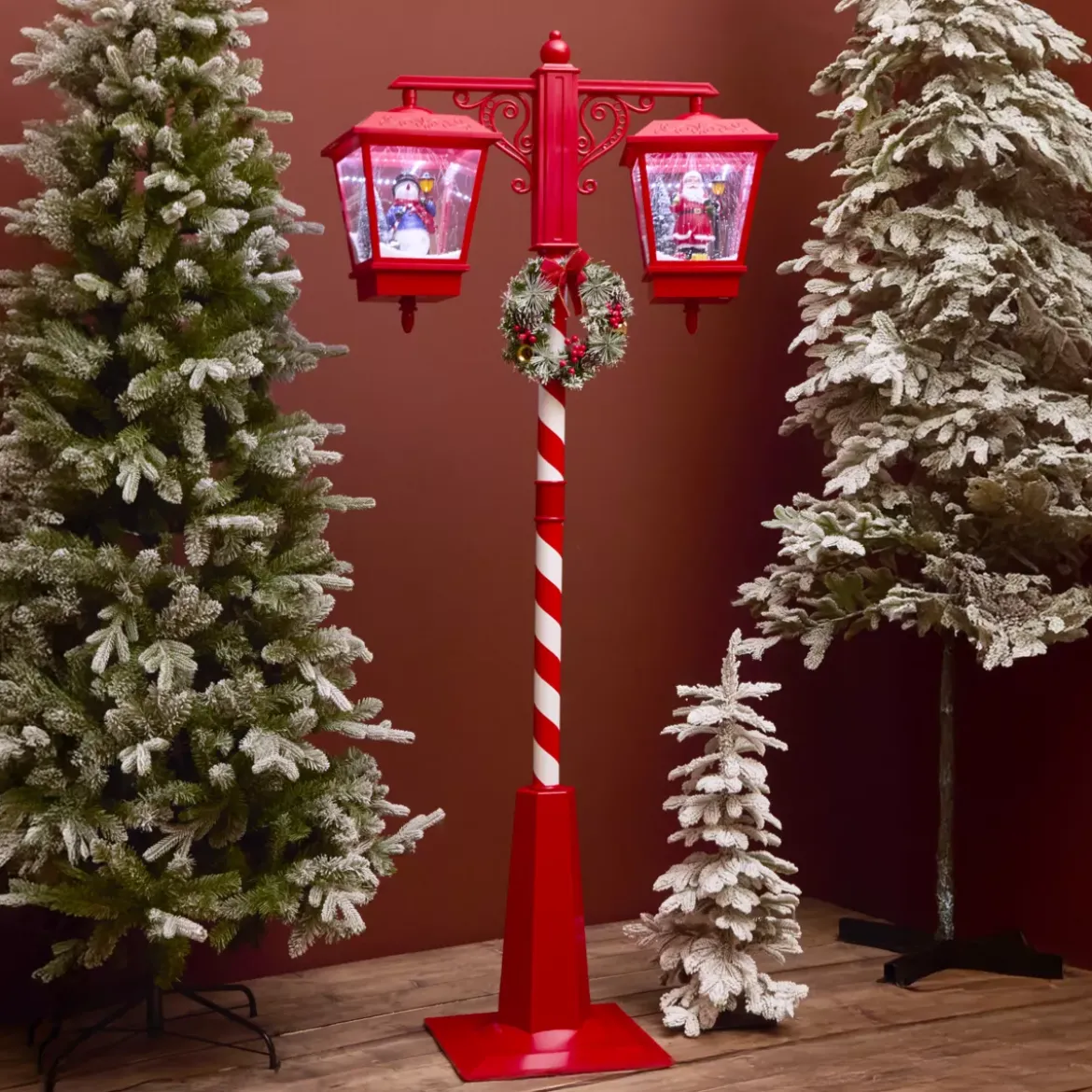 Lampada da terra doppia illuminata 66 LED (H188 cm) Natale magico Rosso