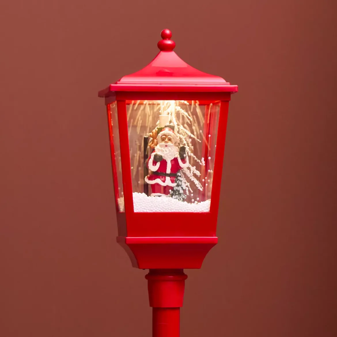 Lampada di Natale illuminata musicale e animata 10 LED (H135 cm) Neve cadente Rosso