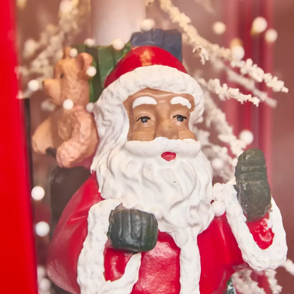 Lampada di Natale illuminata musicale e animata 10 LED (H135 cm) Neve cadente Rosso