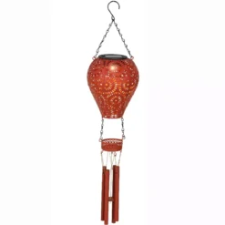 Lampada solare a sospensione per giardino LED (H56 cm) Mongolfiera Rossa