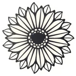 Lampada solare da parete in metallo (D37 cm) Girasole Nero e bianco caldo