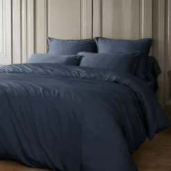 Lenzuola con angoli in raso di bambù (160 x 200 cm) Sienna Blu notte