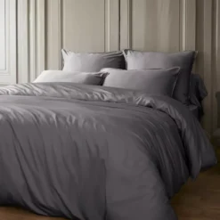 Lenzuola con angoli in raso di bambù (140 x 190 cm) Sienna Grigio granito