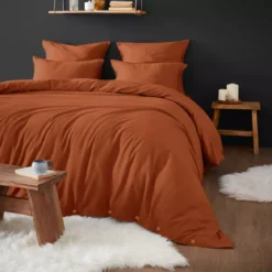 Lenzuolo con angoli flanella di cotone (140 x 200 cm) Nina Terracotta