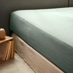 Lenzuolo con angoli garza di cotone (180 x 200 cm) Gaïa Verde eucalipto
