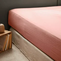 Lenzuolo con angoli garza di cotone (160 x 200cm) Gaïa Rosa pesca