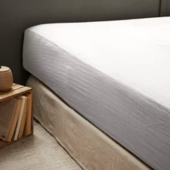 Lenzuolo con angoli garza di cotone (140 x 190 cm) Gaïa Grigio nuvola