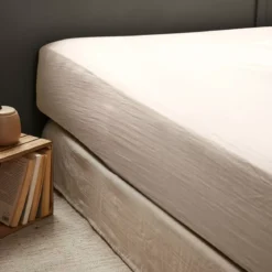 Lenzuolo con angoli garza di cotone (90 x 200 cm) Gaïa Beige pampa
