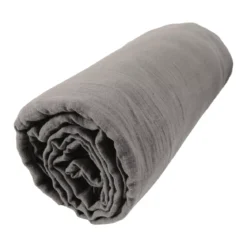 Lenzuolo con angoli garza di cotone (180 x 200 cm) Gaïa Grigio granito