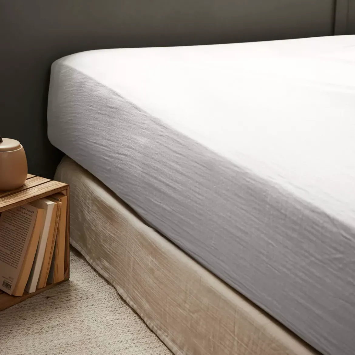 Lenzuolo con angoli garza di cotone (180 x 200 cm) Gaïa Grigio nuvola