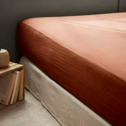 Lenzuolo con angoli garza di cotone (140 x 200 cm) Gaïa Terracotta