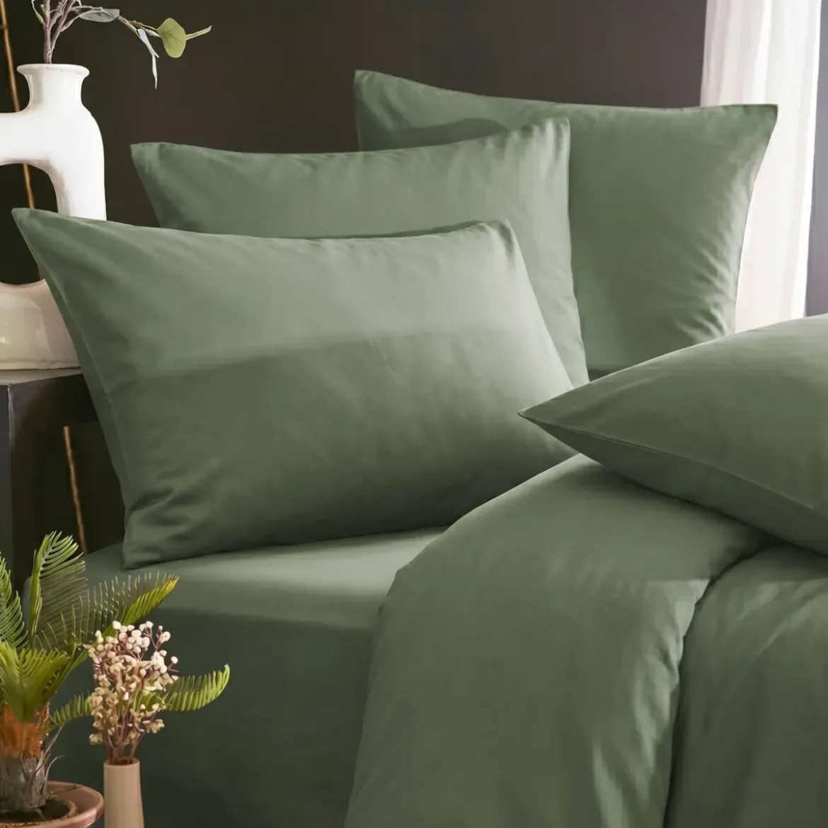 Lenzuolo con angoli in lyocell Tencel™ (180 x 200 cm) Olivia Verde rosmarino