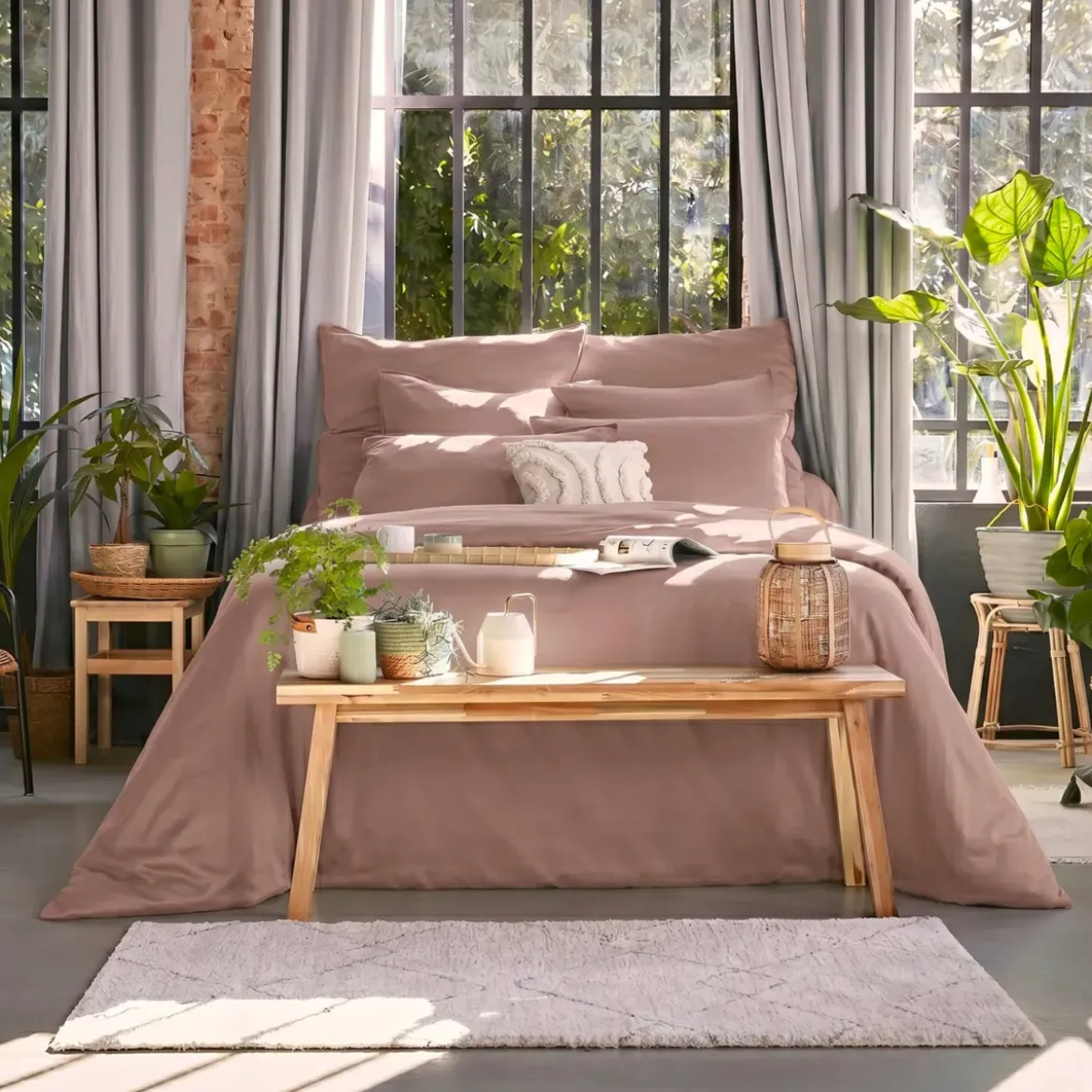 Lenzuolo con angoli in lyocell Tencel™ (200 x 200 cm) Olivia Rosa blush