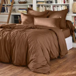Lenzuolo con angoli in percalle di cotone (140 x 200 cm) Cali Marrone cioccolato