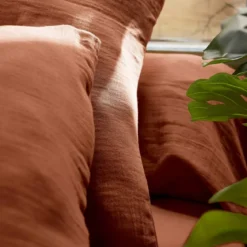 Lenzuolo sopra garza di cotone (240 x 300 cm) Gaïa Terracotta