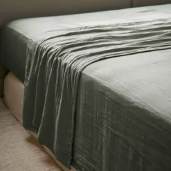 Lenzuolo sopra garza di cotone (270 x 300 cm) Gaïa Verde rosmarino