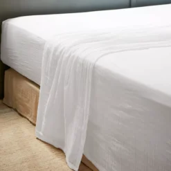 Lenzuolo sopra garza di cotone (270 x 300 cm) Gaïa Bianco chantilly