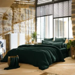 Lenzuolo sopra garza di cotone (240 x 300 cm) Gaïa Verde abete