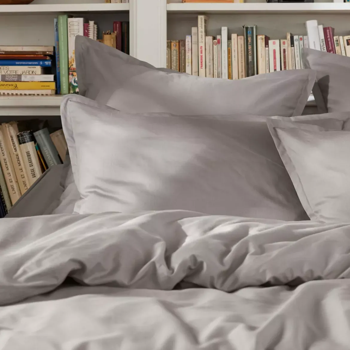 Lenzuolo sopra percalle di cotone (240 x 300 cm) Cali Grigio chiaro