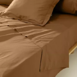 Lenzuolo sopra percalle di cotone (240 x 300 cm) Cali Camel