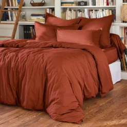 Lenzuolo sopra percalle di cotone (270 x 300 cm) Cali Terracotta