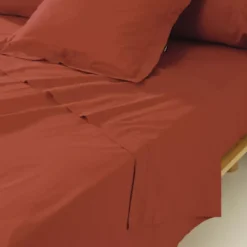 Lenzuolo sopra percalle di cotone (270 x 300 cm) Cali Terracotta
